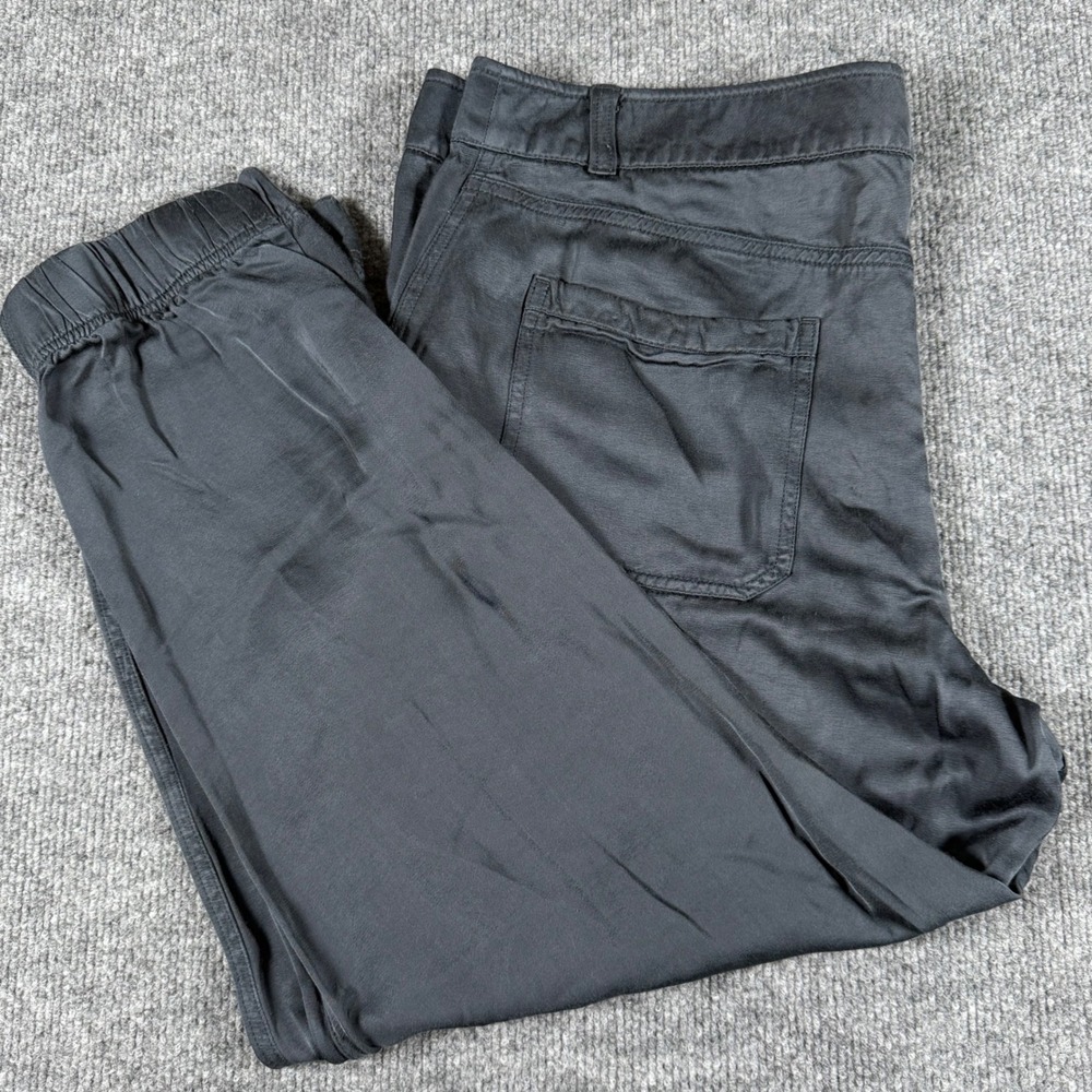 LOFT Womens Cropped Jogger Pants Size 14 Dark Gray Elastic Cuff Viscose Travel
